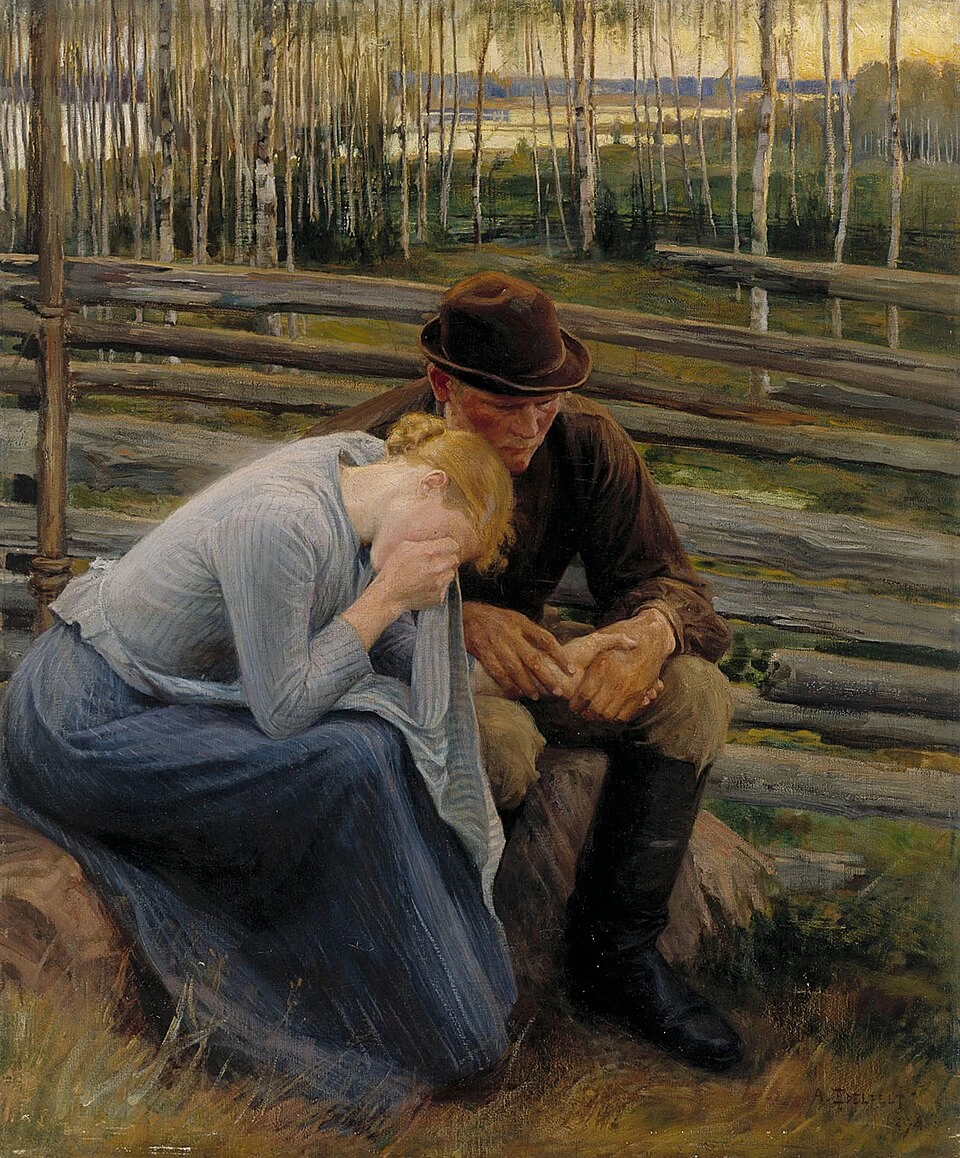 Albert Edelfelt - Dolore, Variazione dell'illustrazione per il poema Alla fiera di Vernamo, Dolore, Galleria nazionale finlandese, Helsinki